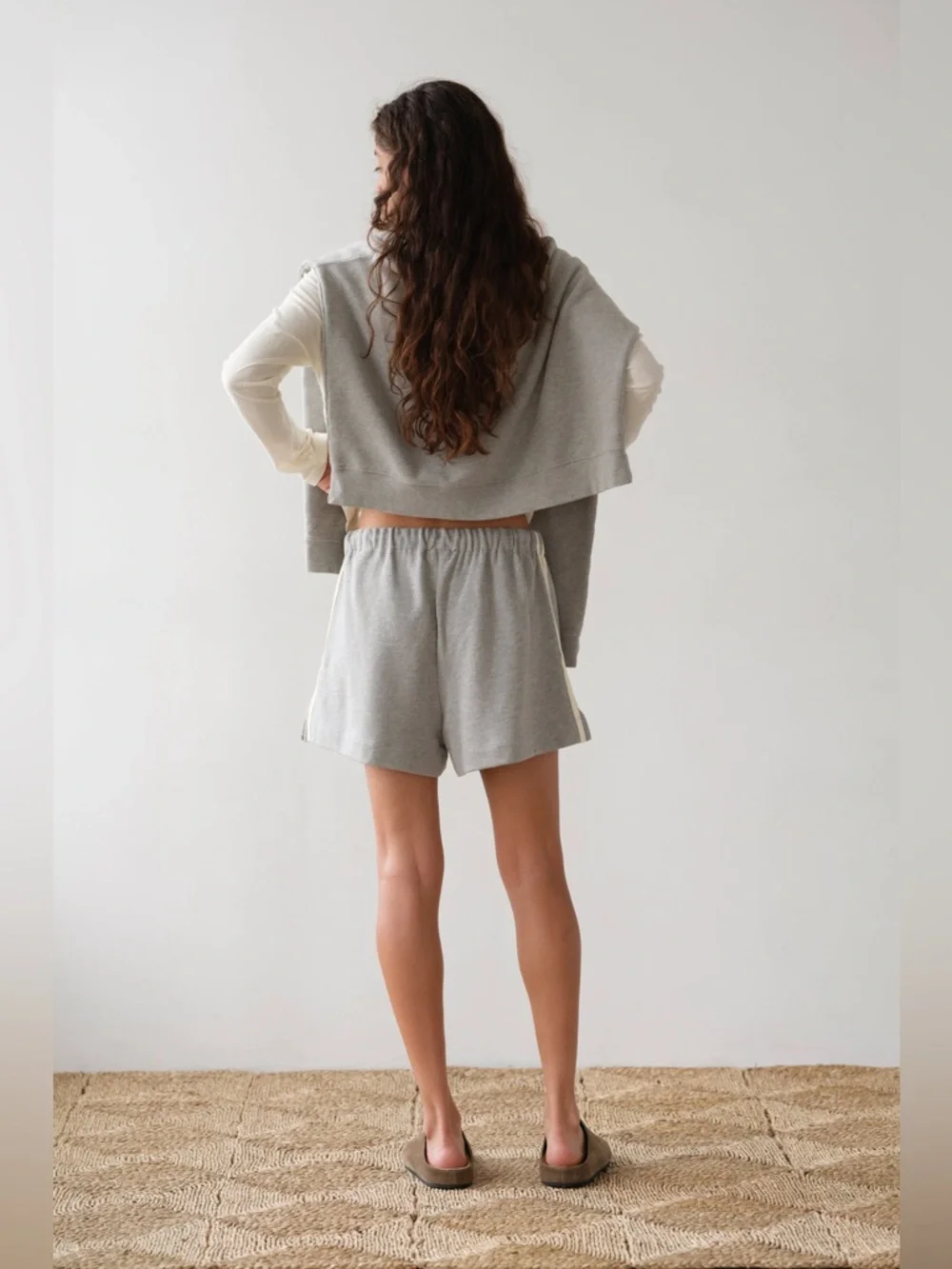 NWT Donni x Free People The Stripe Eco-Terry Short ~Heather-Grey~ - Picture 3 of 7